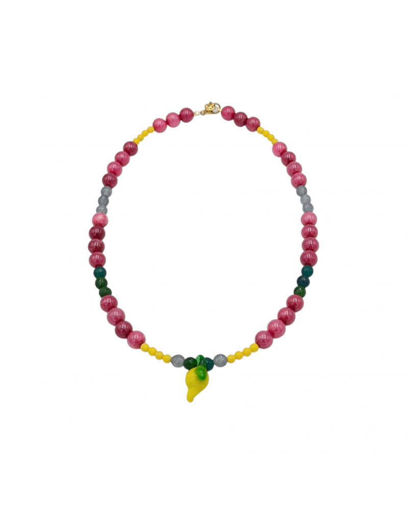 Collar Piedras y Limón de Cristal Col. Limonada de La Vida Collar Piedras y Limón de Cristal Col. Limonada de La Vida