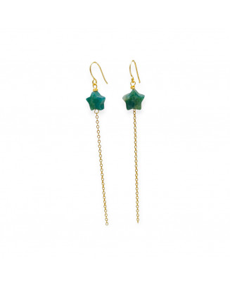 Pendientes Estrella Verde Cadena