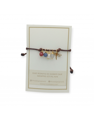Pulsera Cordón Mini Piedras y Líbelula