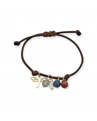 Pulsera Cordón Mini Piedras y Líbelula
