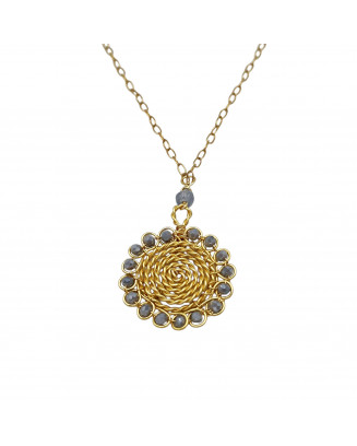 Collar Alambrismo Mini Cristales Grises