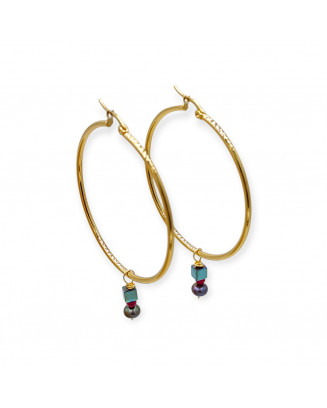 Aros Maxi con Mini Piedras Granate y Gris