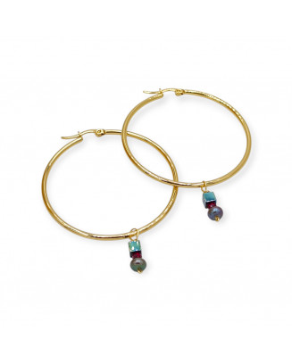 Aros Maxi con Mini Piedras Granate y Gris