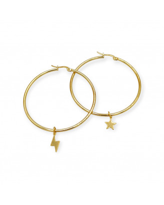 Aros Maxi con Mini Piedras Estrella y Rayo