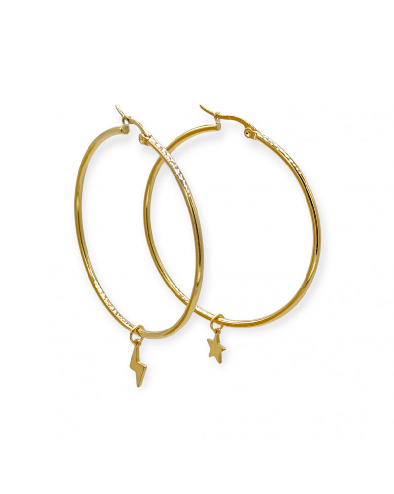 Aros Maxi con Mini Piedras Estrella y Rayo