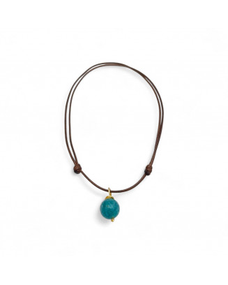 Collar Cordón Ágata Azul