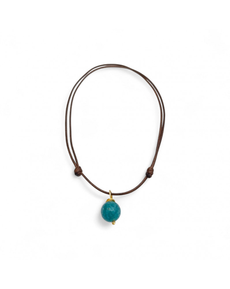 Collar Cordón Ágata Azul