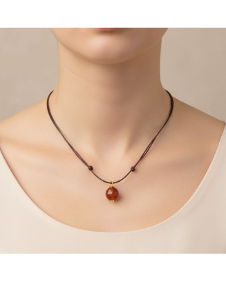 Collar Cordón Ágata Marrón Claro