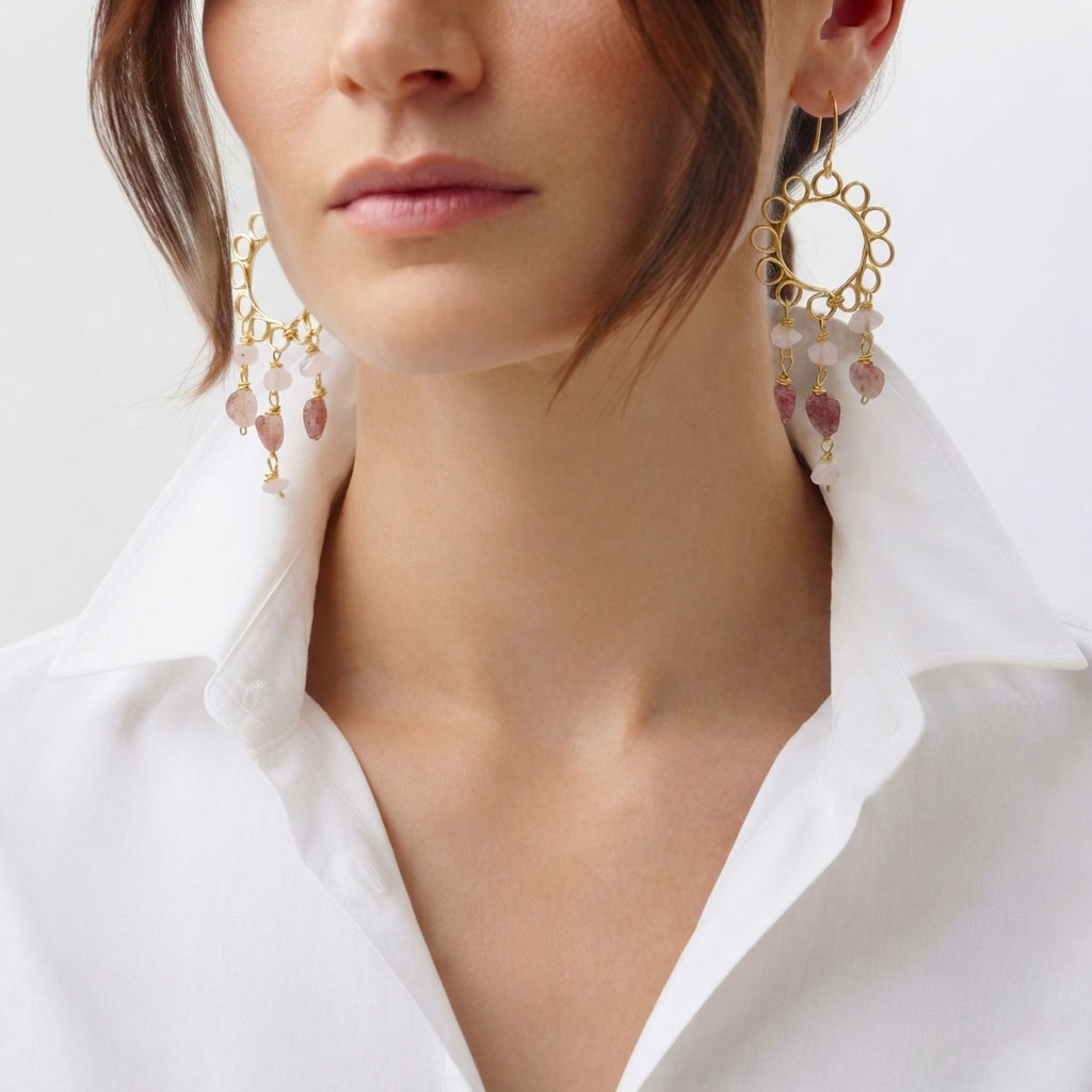 Pendientes Cuarzo Rosa