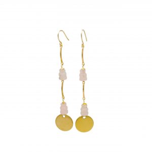 Pendientes Cuarzo Rosa Círculo