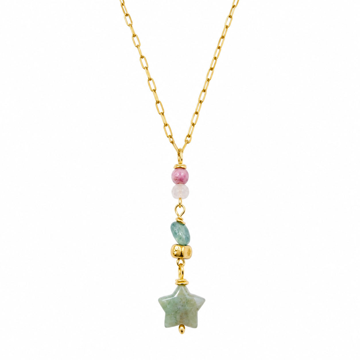 cadena acero ágata estrella verde