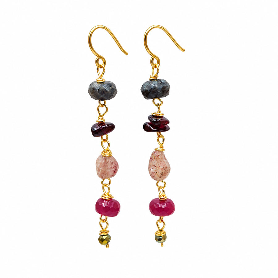 pendientes largos piedras naturales multicolor